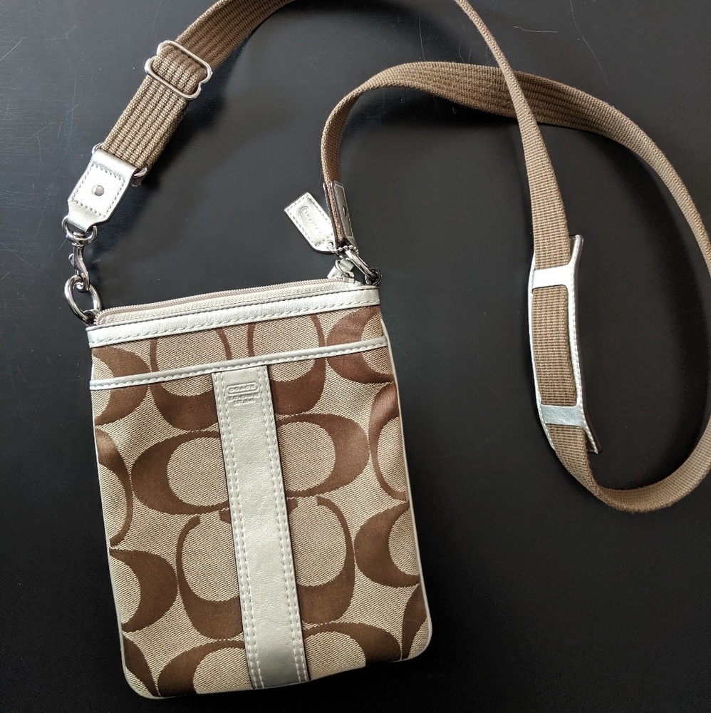 Authentic Coach signature print crossbody bag